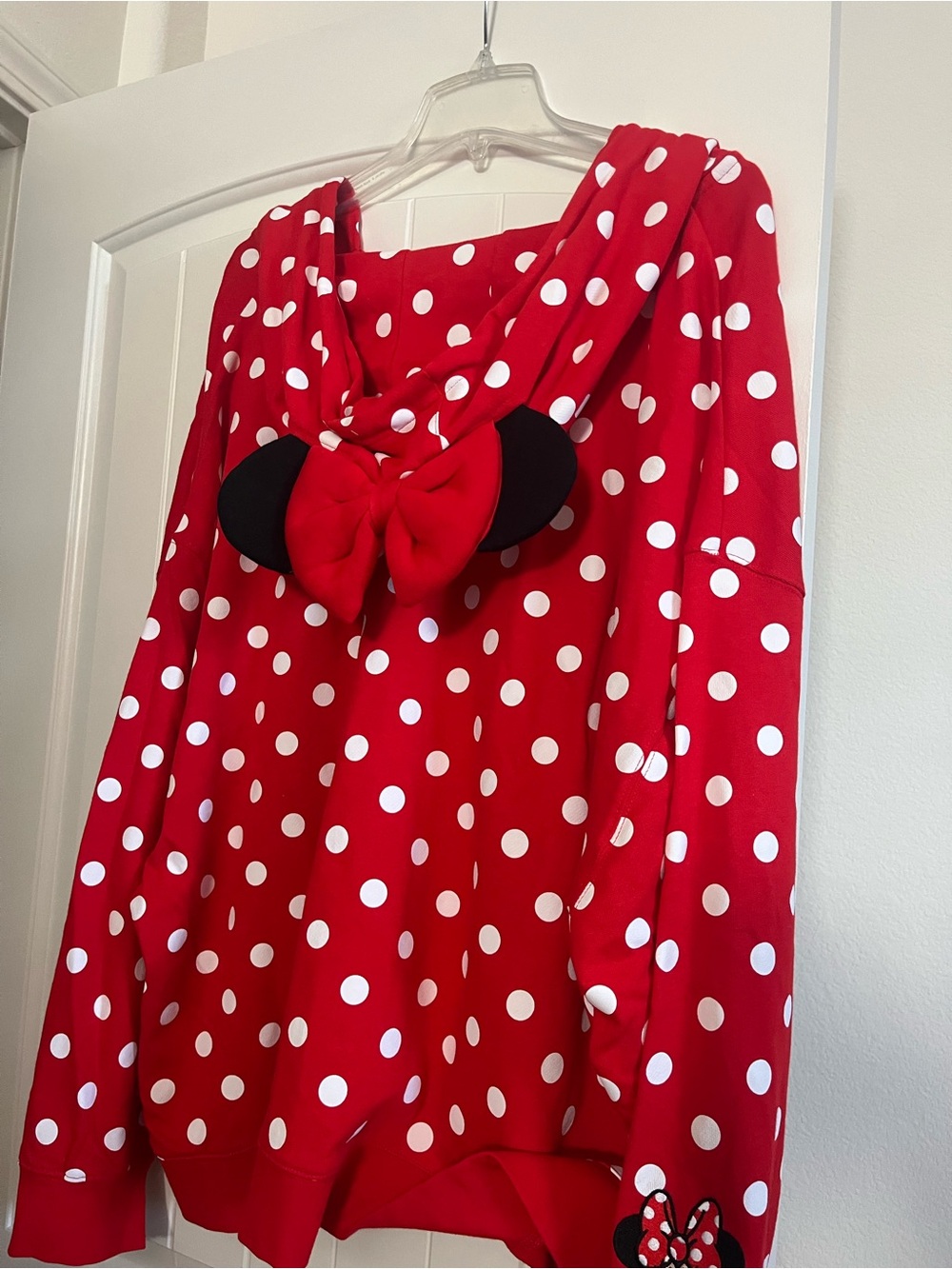 Disney Red White Polka Dot Minnie Mouse Hoodie Sweatshirt